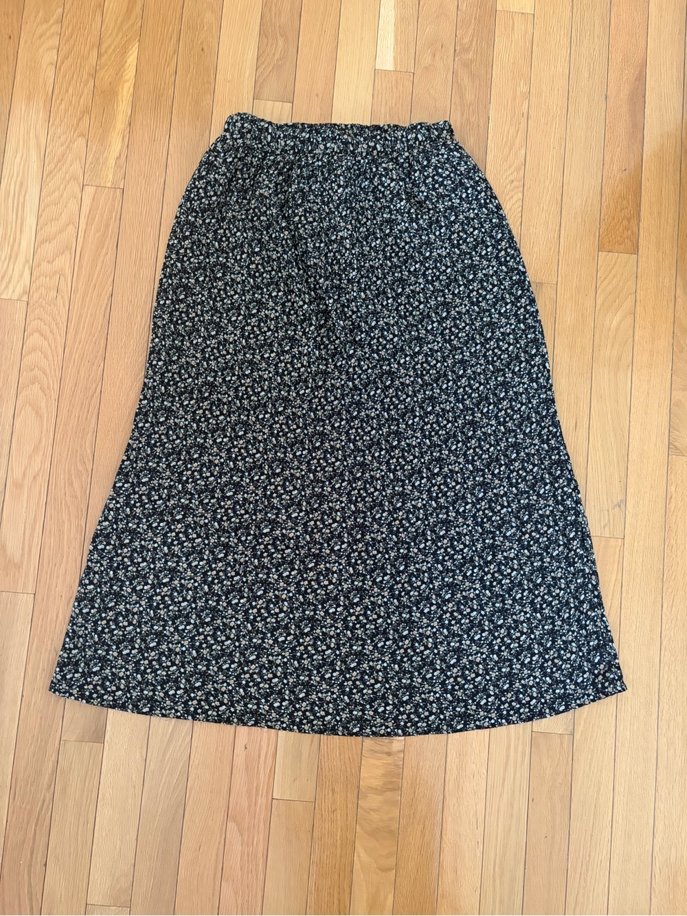 Pleione Black Floral Maxi Skirt